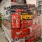 Modern power tool pallets with 25 DeWalt, Milwaukee, Makita & Bosch units